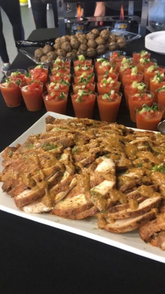 Gazpacho and chicken with peanut sauce